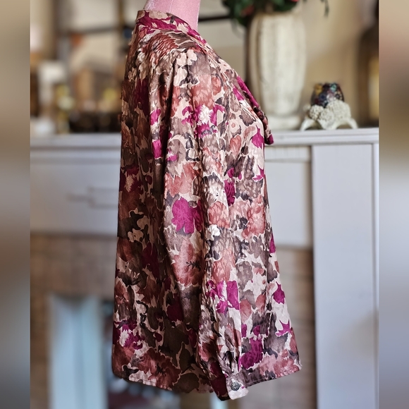 Vintage 80's Jocardi floral print blouse. Size 16. - Picture 7 of 15